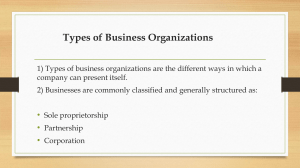 Types of Business Organizations