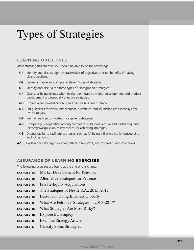 Types of Strategies in Strategic Management