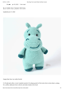 Blue Hippo Free Crochet Pattern by Elisa's Crochet