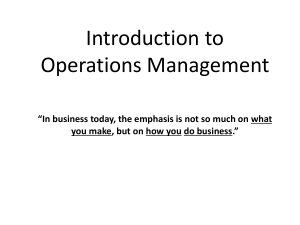 Introduction to Operations Management
