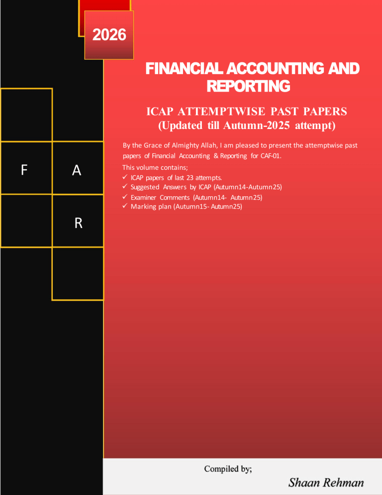 ICAP Financial Accounting & Reporting Past Papers 2026