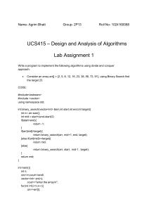 UCS415 Lab Assignment 1: Divide and Conquer Algorithms