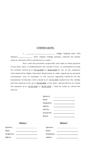 College Teaching Intern Undertaking Form - Govt. Degree College Sohawa