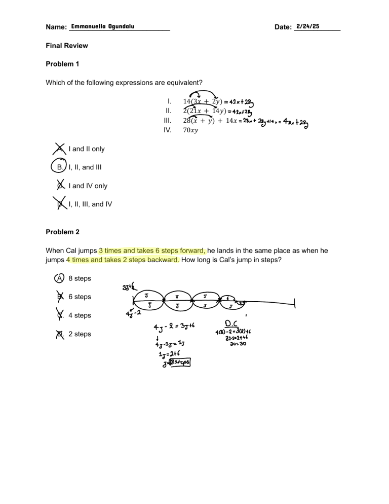 Math Final Review Worksheet