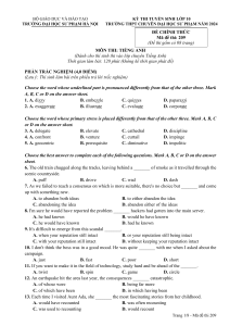 2024 English Entrance Exam Paper for Hanoi University of Education
