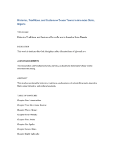 Histories, Traditions, and Customs of Seven Towns in Anambra State, Nigeria
