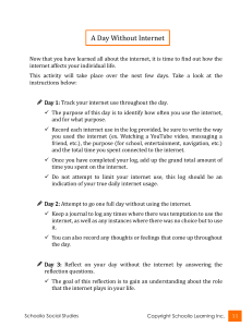 A Day Without Internet: Student Activity Worksheet