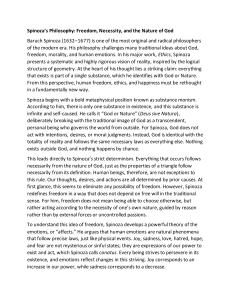 Spinoza's Philosophy: Freedom, Necessity, God