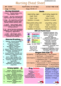 Nursing Cheat Sheet: Vital Signs, Insulin, ABGs, GCS