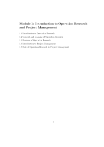 Introduction to Operation Research and Project Management Module 1