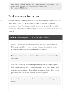 Home Depot Environmental Initiatives Case Study