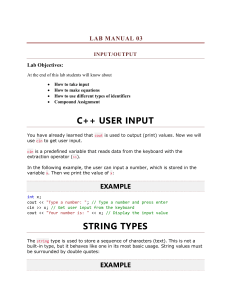 C++ Input/Output Lab Manual 03