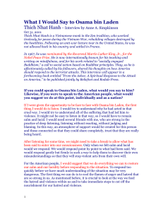 What I Would Say to Osama bin Laden: Thich Nhat Hanh's Interview on Compassion