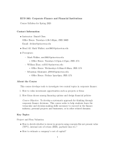 ECO 363: Corporate Finance Syllabus Spring 2026