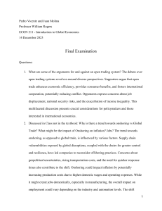 ECON 211 Final Exam: Global Economics Questions
