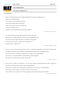 Ficha de Trabalho N&ordm;12 - Probabilidades