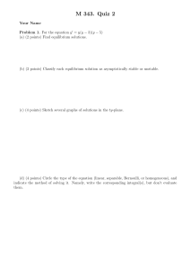 M 343 Quiz 2 Differential Equations Problems