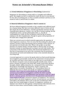 Notes on Aristotle's Nicomachean Ethics: Happiness & Virtue