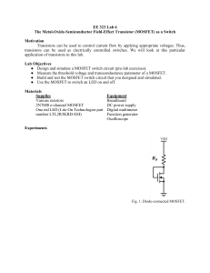 EE 323 Lab 6: MOSFET Switch Lab Manual
