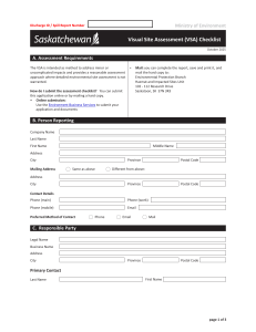Visual Site Assessment (VSA) Checklist - Ministry of Environment
