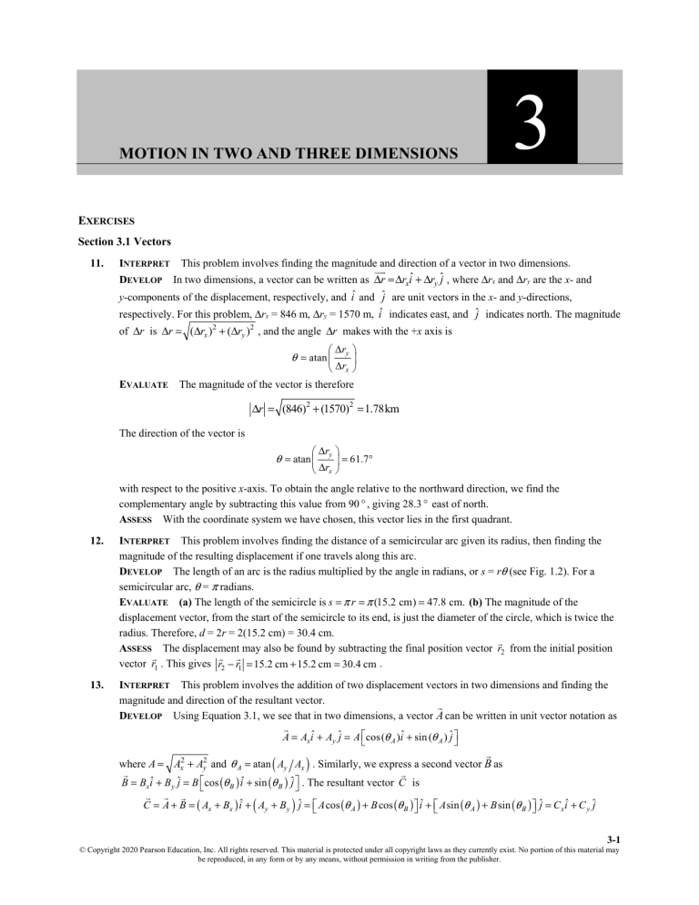 Motion in Two and Three Dimensions: Physics Exercises