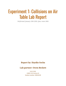 Experiment 1: Collisions on Air Table Lab Report