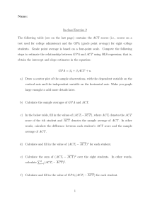 In-class Exercise 2: OLS Regression with ACT and GPA