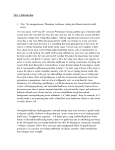Aboriginal Traditional Healing in Western Mental Health