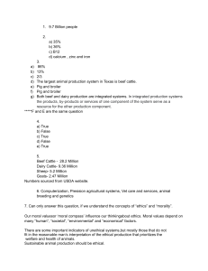 Animal Production Quiz: Cattle, Ethics, & Tech