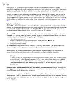 Pizza Hut Tip Handling Policy Manual