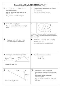 Foundation GCSE Mini Test 1: Math Questions