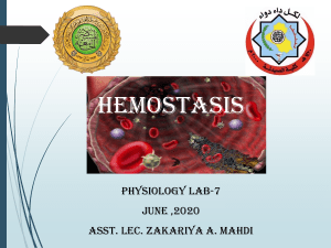 Hemostasis: Physiology Lab Handout
