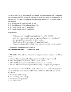 Accounting Practice Questions: Prepaid Rent, Balance Sheet, & More