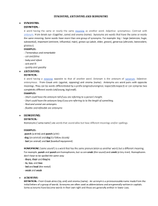 Synonyms, Antonyms, Homonyms & Acronyms Guide