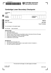 Cambridge Lower Secondary English Paper 1 Non-fiction 2025