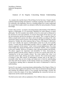 Analysis of Hume's An Enquiry Concerning Human Understanding