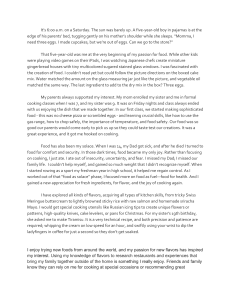 My Passion for Cooking: A Personal Journey