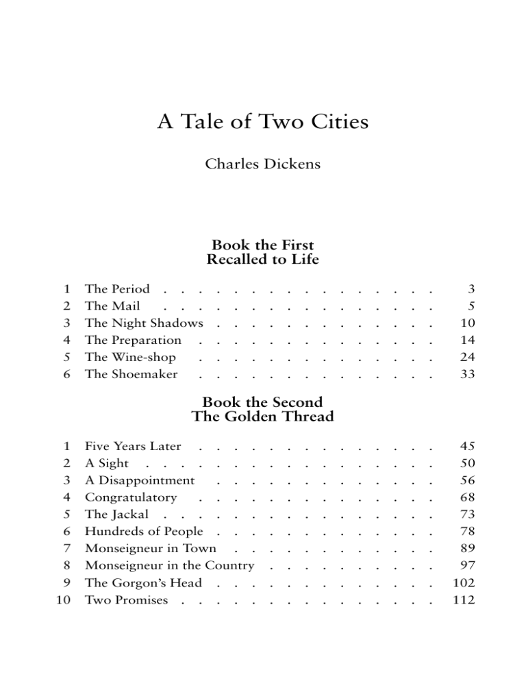A Tale of Two Cities by Charles Dickens - Table of Contents