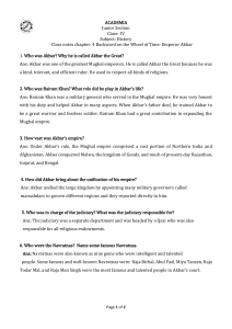 Class 4 History Notes: Emperor Akbar