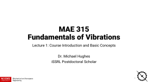 MAE 315 Fundamentals of Vibrations Lecture 1