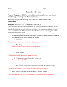 Capacitor Intro Lab: Physics Simulation Worksheet
