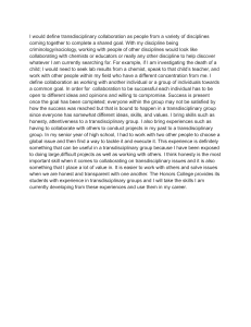 Transdisciplinary Collaboration in Criminology/Sociology