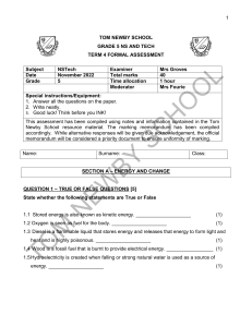 Grade 5 NS & Tech Term 4 Assessment