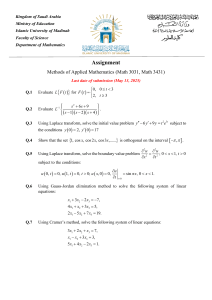 Math Assignment: Laplace Transforms & Linear Algebra