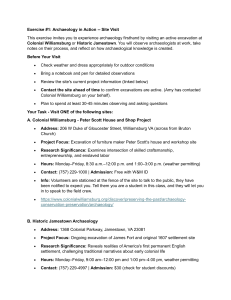 Archaeology Site Visit Exercise: Colonial Williamsburg & Jamestown