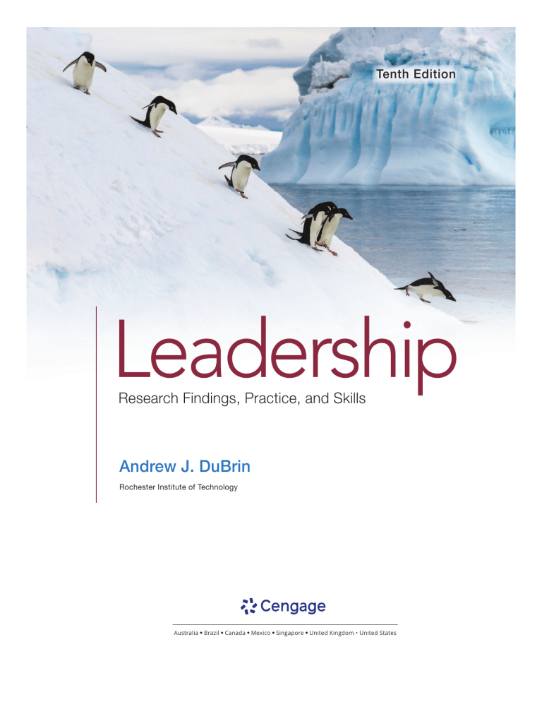 Leadership Research Findings, Practice, and Skills 10th Edition Textbook