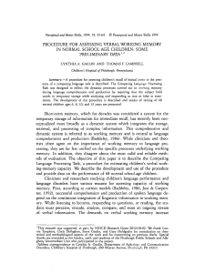 Procedure for Assessing Verbal Working Memory in Children