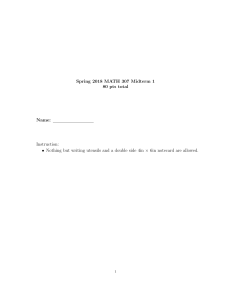 Spring 2018 MATH 307 Midterm 1 Exam