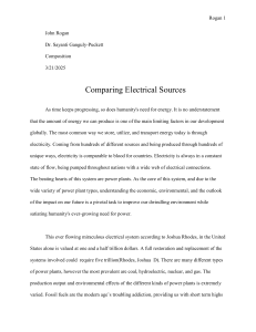 Comparing Electrical Sources: Coal, Nuclear, Hydro, and Gas Power