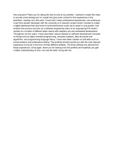 Software Engineering Portfolio Introduction